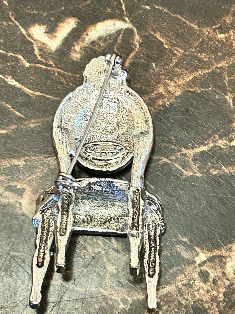 Vintage Danecraft Ornate Silver tone 3D dining chair brooch